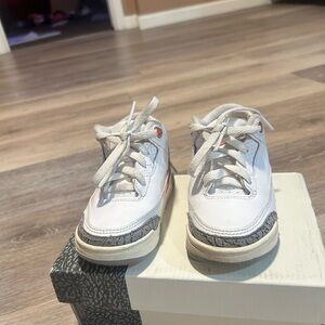 Jordan Kids White and Gray Sneakers with Orange Accents